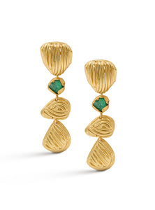 3 Shells Emerald Earrings