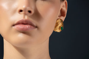 Maxi Emerald Shell Earrings
