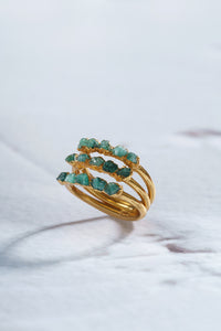 Raw Emeralds Triple Bang Ring