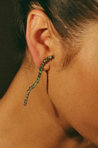 Waves Shades of Green Emerald Earrings